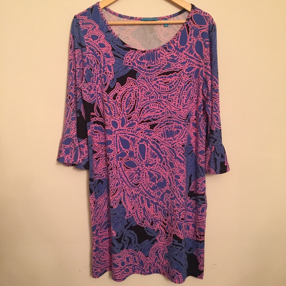 TORI RICHARD Honolulu Tropical 3/4 Sleeve Dress L